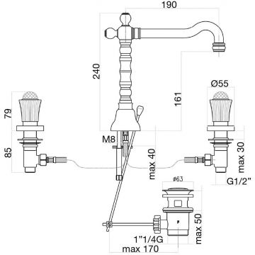 Смеситель для раковины Fiore (Фиоре) Venere Sky (Swarovski) 13OO0637, золото