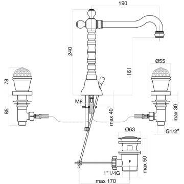 Смеситель для раковины Fiore (Фиоре) Xt Sky (Swarovski) 17CR0637, хром