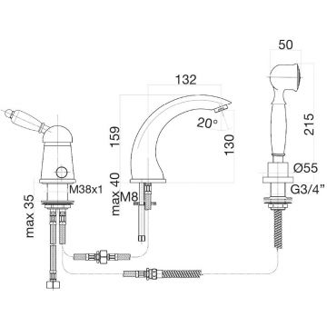 Смеситель на борт ванны Fiore (Фиоре) Imperial 83ZZ5105, бронза