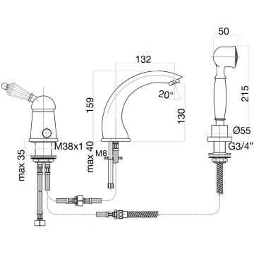 Смеситель на борт ванны Fiore (Фиоре) Imperial-Sky (Swarovski) 82ZZ5105, бронза