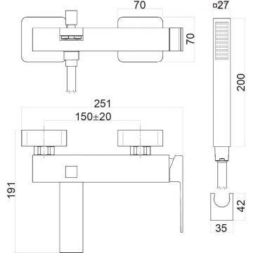 Смеситель на борт ванны Fiore (Фиоре) Kube 100NN8552, черный