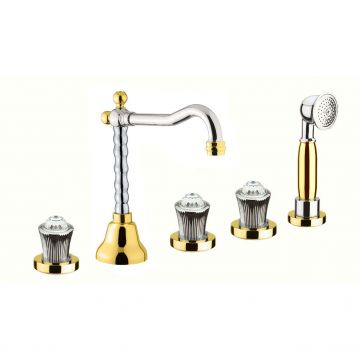 Смеситель на борт ванны Fiore (Фиоре) Venere Sky (Swarovski) 13CO0607, хром/золото