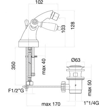 Смеситель для биде Fiore (Фиоре) Coloniale Sky (Swarovski) 03OO0632, золото