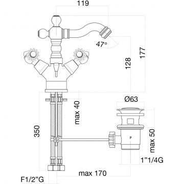 Смеситель для биде Fiore (Фиоре) Gioielli (Swarovski) 08OO0635, золото