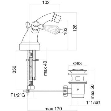 Смеситель для биде Fiore (Фиоре) Gioielli (Swarovski) 08ZZ0632, бронза
