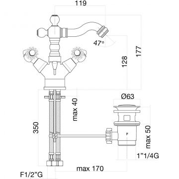 Смеситель для биде Fiore (Фиоре) Gioielli (Swarovski) 08ZZ0635, бронза