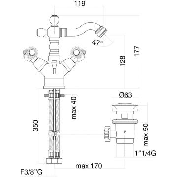 Смеситель для биде Fiore (Фиоре) Gioielli Sky (Swarovski) 09CR0635, хром