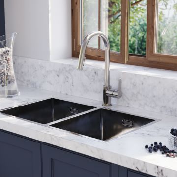 Смеситель Iddis (Иддис) для кухни с выдвижным изливом сталь Cuba CUBSTP0i05