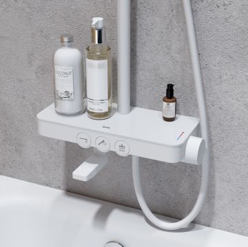 Душевая система Iddis для ванны с верхним душем белый матовый Shelfy SHEWTBTi06