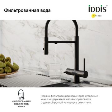 Смеситель Iddis (Иддис) для кухни с фильтром и гибким изливом черный матовый Ace ACEBLFFi05
