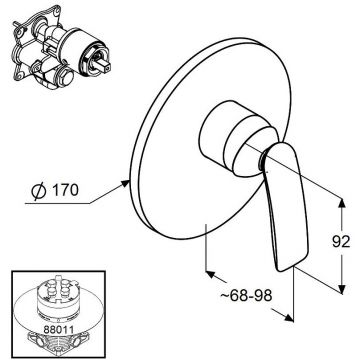 Смеситель (внешняя часть) для ванны, для душа Kludi (Клуди) Balance черный 526558775
