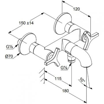 Смеситель для ванны, для душа Kludi (Клуди) Nova Forte хром 205400539