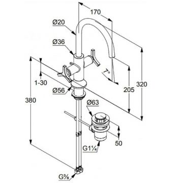 Смеситель для раковины Kludi (Клуди) Nova Forte хром 201180539