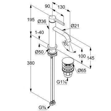 Смеситель для раковины Kludi (Клуди) Nova Forte хром 200260515