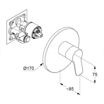 Смеситель (внешняя часть) для душа Kludi (Клуди) Pure&Easy хром 376550565
