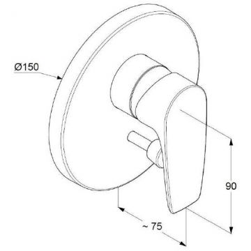 Смеситель (внешняя часть) для душа Kludi (Клуди) Pure&Solid хром 344190575