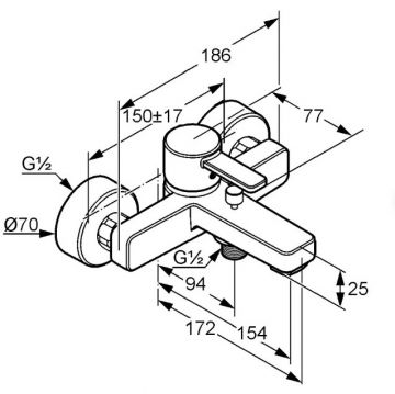 Смеситель для ванны, для душа Kludi (Клуди) Zenta черный 386708675
