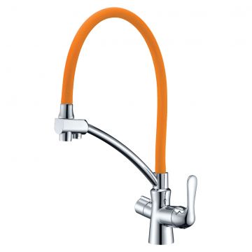 Смеситель для кухонных моек под фильтр Lemark Comfort хром/оранжевый (LM3070C-Orange)