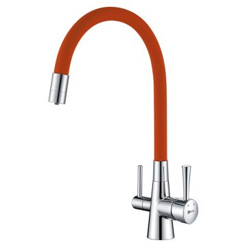 Смеситель для кухонных моек под фильтр Lemark (Лемарк) Comfort хром/оранжевый (LM3075C-Orange)