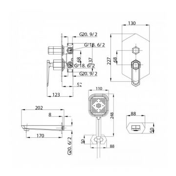 Смеситель для ванны, для душа Lemark (Лемарк) Prizma хром (LM3922C)