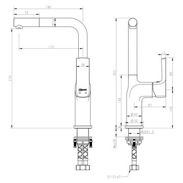 Смеситель для кухонных моек Lemark Ursus черный (LM7205BL)