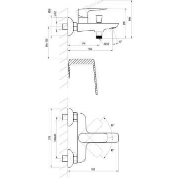 Смеситель для ванны настенный Ravak (Равак) Classic CL 022.00/150 (X070083) хром