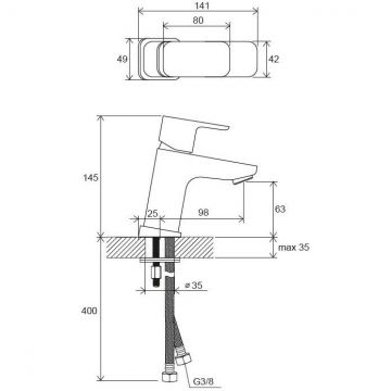 Смеситель для раковины Ravak (Равак) TD Free F 012.00 (X070127) без донного клапана, хром