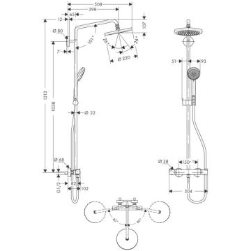 Душевая система Hansgrohe Croma Showerpipe 220 хром (27185000)