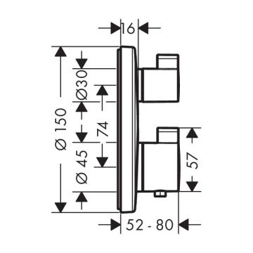Смеситель для ванн, для душа Hansgrohe (Хансгрое) Ecostat S хром (15758000)