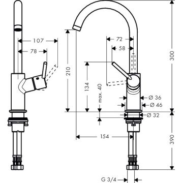 Смеситель для кухонных моек Hansgrohe Talis хром (32082000)