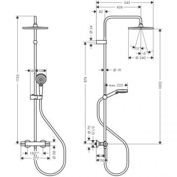 Душевая система Hansgrohe Vernis Blend Showerpipe 240 с термостатом, 26426670 черный матовый