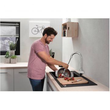 Смеситель для кухни Hansgrohe (Хансгрое) Focus M42 с выдвижным душем, 2jet Hansgrohe 71800000, хром