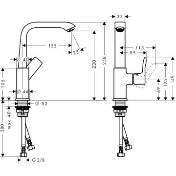 Смеситель для раковины Hansgrohe Metris 31187000, хром