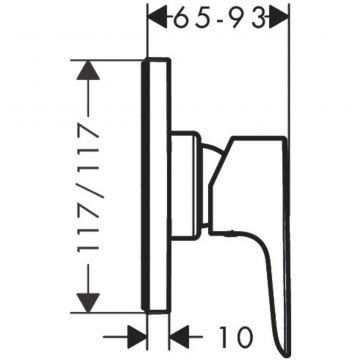 Смеситель для душа Hansgrohe (Хансгрое) Talis E 71764000 хром (внешняя часть)