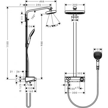 Душевая система Hansgrohe Raindance Select E Push 300 2jet (27126000) хром