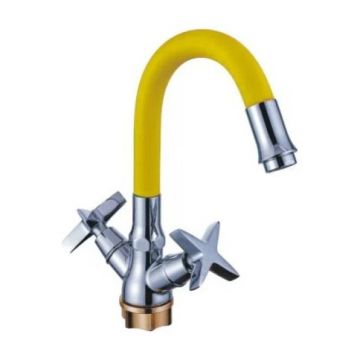 Смеситель для кухни с гибким изливом сборный Potato (Потато) P58311-10 хром/желтый