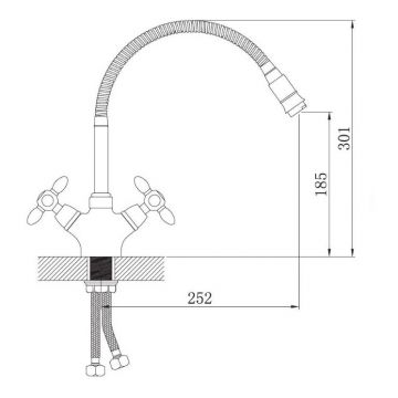 Смеситель для кухни с гибким изливом сборный Potato (Потато) P5871-10 хром/желтый