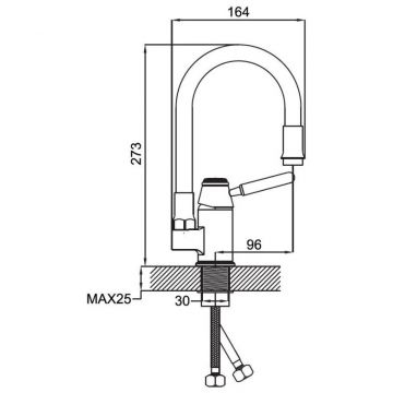 Смеситель сборный для кухни Potato (Потато) P58233х19 хром/серый