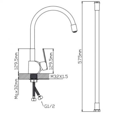 Смеситель сборный для кухни с гибким изливом Potato (Потато) P58238-19 хром/серый
