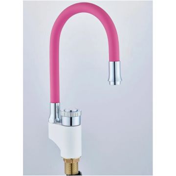 Смеситель сборный для кухни с гибким изливом Potato (Потато) P58388х13 белый/розовый