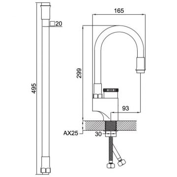 Смеситель сборный для кухни с гибким изливом Potato (Потато) P58388х13 белый/розовый
