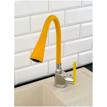 Смеситель сборный для кухни с гибким изливом Potato (Потато) P59238х10 хром/желтый