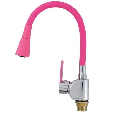 Смеситель сборный для кухни с гибким изливом Potato (Потато) P59238х13 хром/розовый