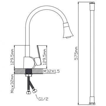 Смеситель сборный для кухни с гибким изливом Potato (Потато) P59238х13 хром/розовый