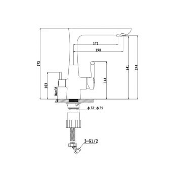Смеситель для кухни под фильтр Granfest (Гранфест) 3223 черный