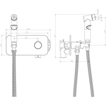Смеситель для биде Rossinka (Росинка) X25-59 хром термостатический с гигиеническим душем