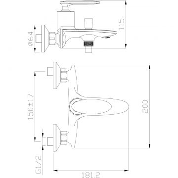 Смеситель для ванны Rossinka RS30-31 хром