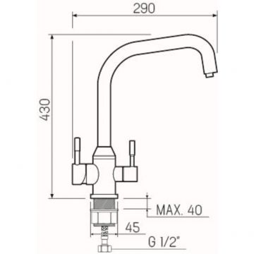 Смеситель РМС для кухни с переключением фильтра для питьевой воды SUS124-017F-015 нержавеющая сталь