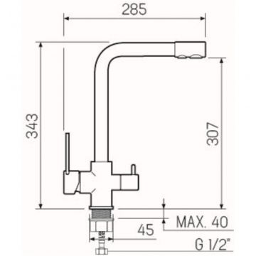 Смеситель РМС для кухни с переключением фильтра для питьевой воды SL130-015F хром