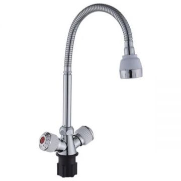 Смеситель Эверест (Everest) для кухни с гибким изливом B58-356A хром/белый